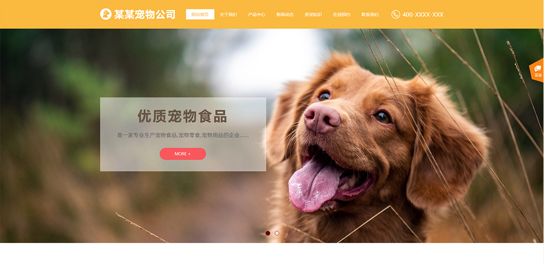 (帶手機版數(shù)據(jù)同步)自適應寵物類黃色通用網(wǎng)站模板